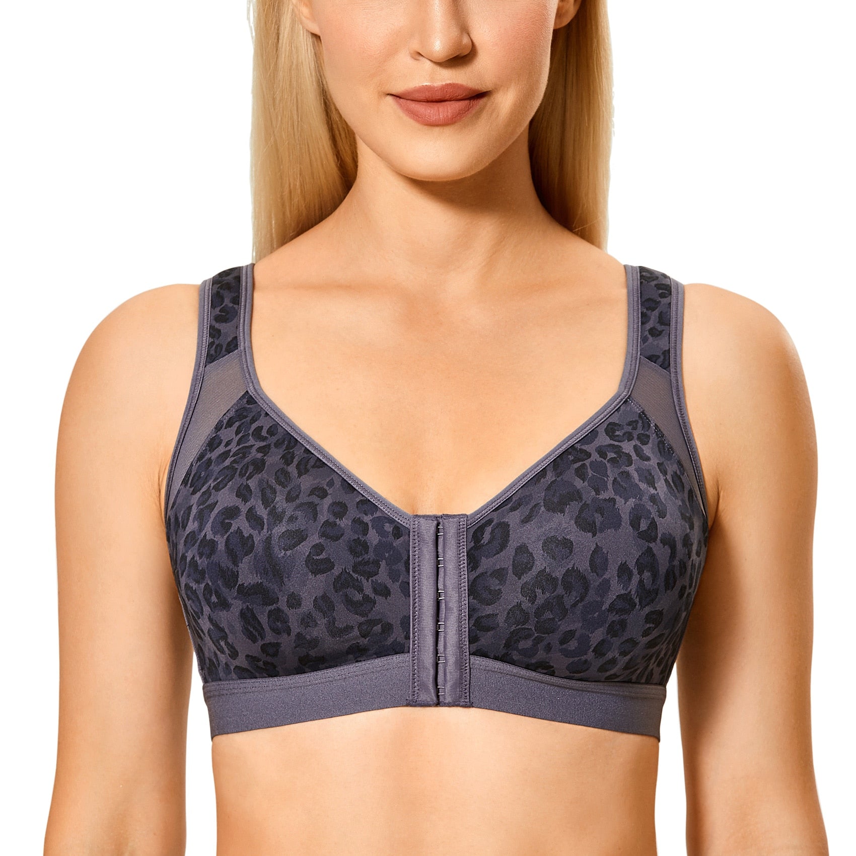 Plus size full cup front closure X back non-padded wireless bra