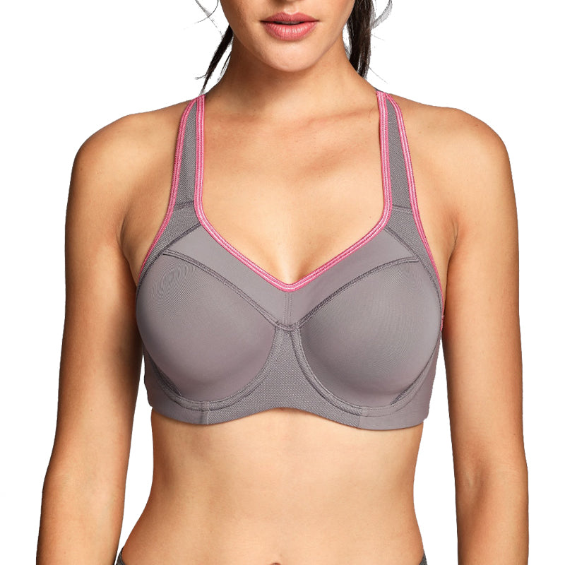 Sports Bra High Impact Zip Front Adjustable Straps Strappy Without  Underwire Padded (Color : Bean Brown, Size : 34C)