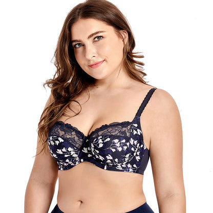 Plus size underwired non-padded lace bras (Size 34/75 - 44/100, D - H)