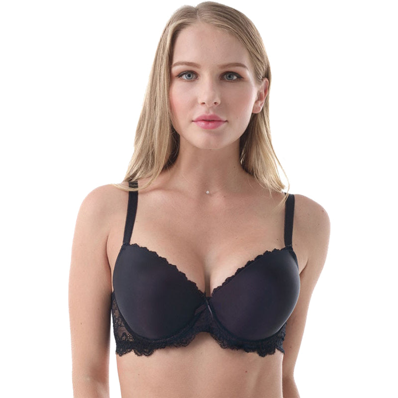 Flattering and Supportive: Underwired Plus Size Lace Bra | Your Ultimate Comfort and Style (Black)