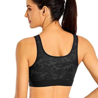High Impact Wireless Cross Back Support Front Zip Sports Bra (Camel and Black) - Find Ultimate Comfort and Support for Your Active Lifestyle