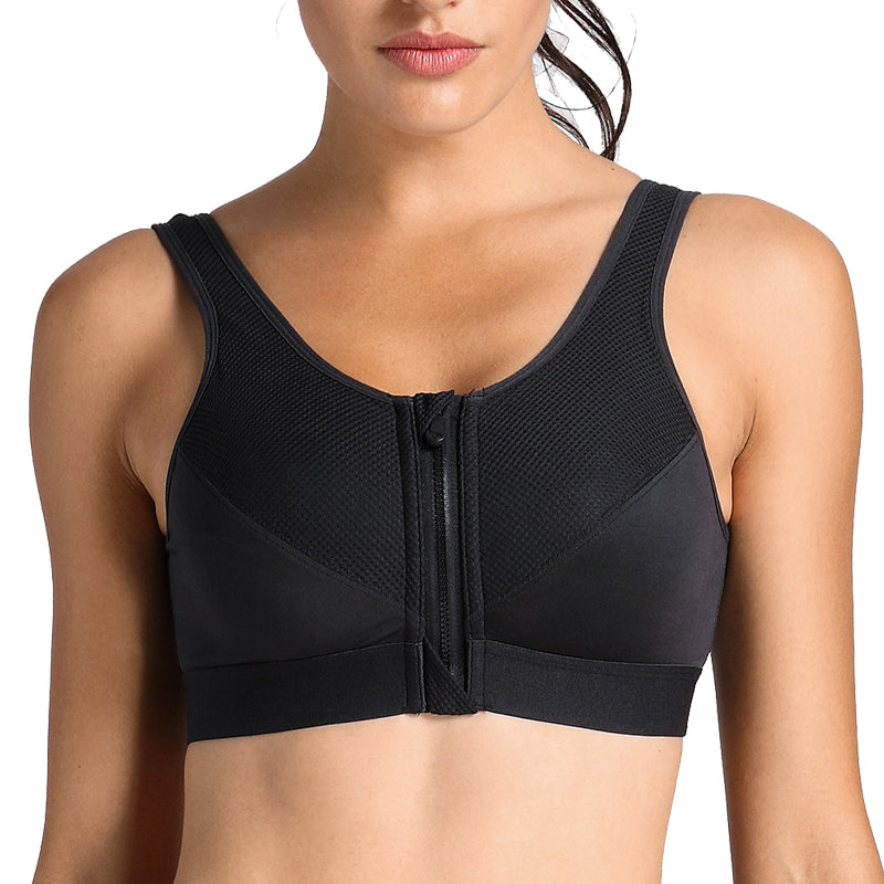 High Impact Wireless Cross Back Support Front Zip Sports Bra (Camel and Black) - Find Ultimate Comfort and Support for Your Active Lifestyle