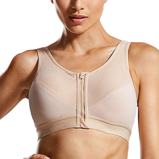 High Impact Wireless Cross Back Support Front Zip Sports Bra (Dark Red, Beige and White) - Find Ultimate Comfort and Support for Your Active Lifestyle