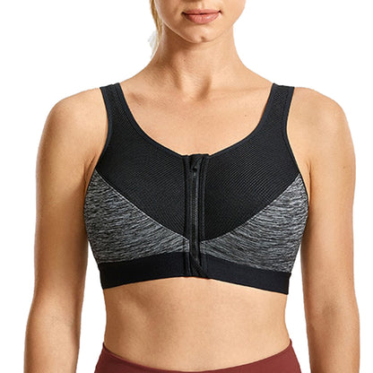 High Impact Wireless Cross Back Support Front Zip Sports Bra (Wild Wood, Waves Blue and Heather Grey) - Find Ultimate Comfort and Support for Your Active Lifestyle
