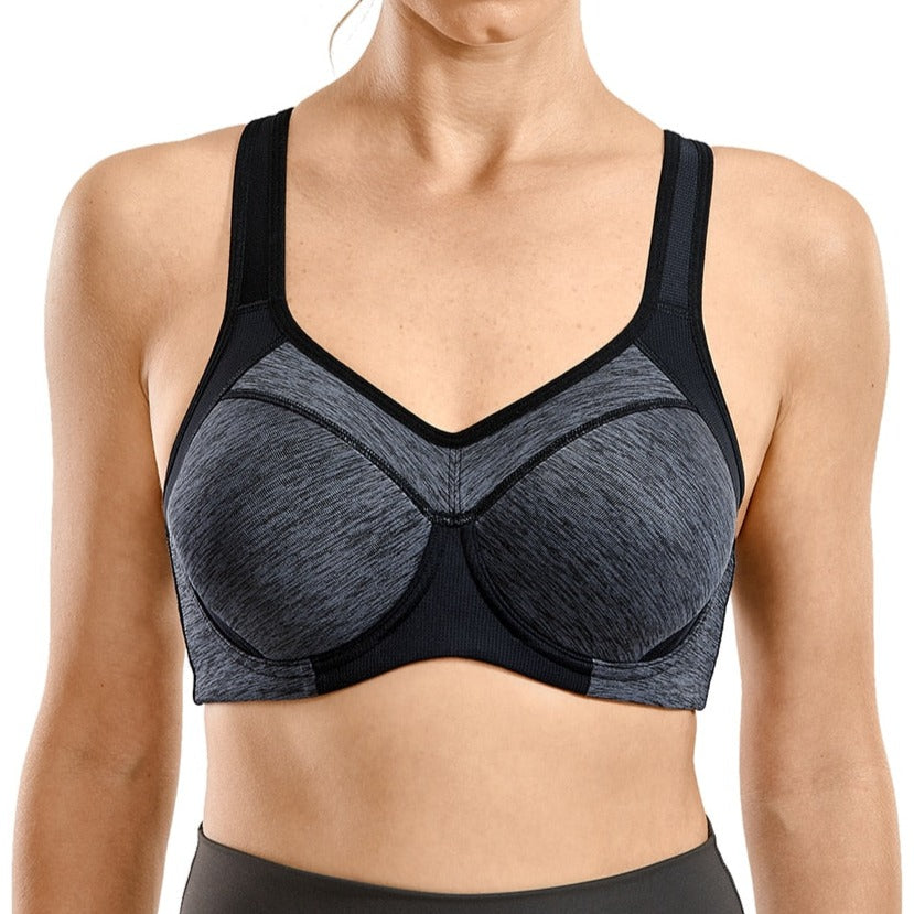 SS Online Trading - SSHK Shop - Plus size moisture-wicking lightly padded underwire racerback high impact sports bra (Size 32C - 42G)