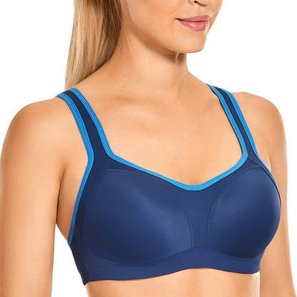 High impact padded step adjustable underwired sports bra (size 32-40, C-F)