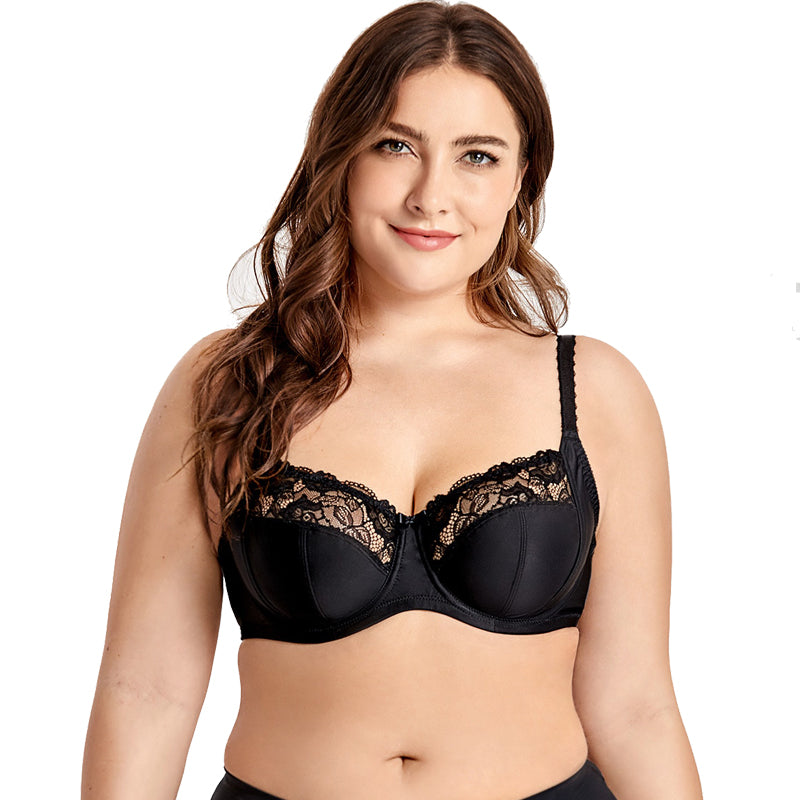 Plus size underwired non-padded lace bras (Size 34/75 - 44/100, D - H)