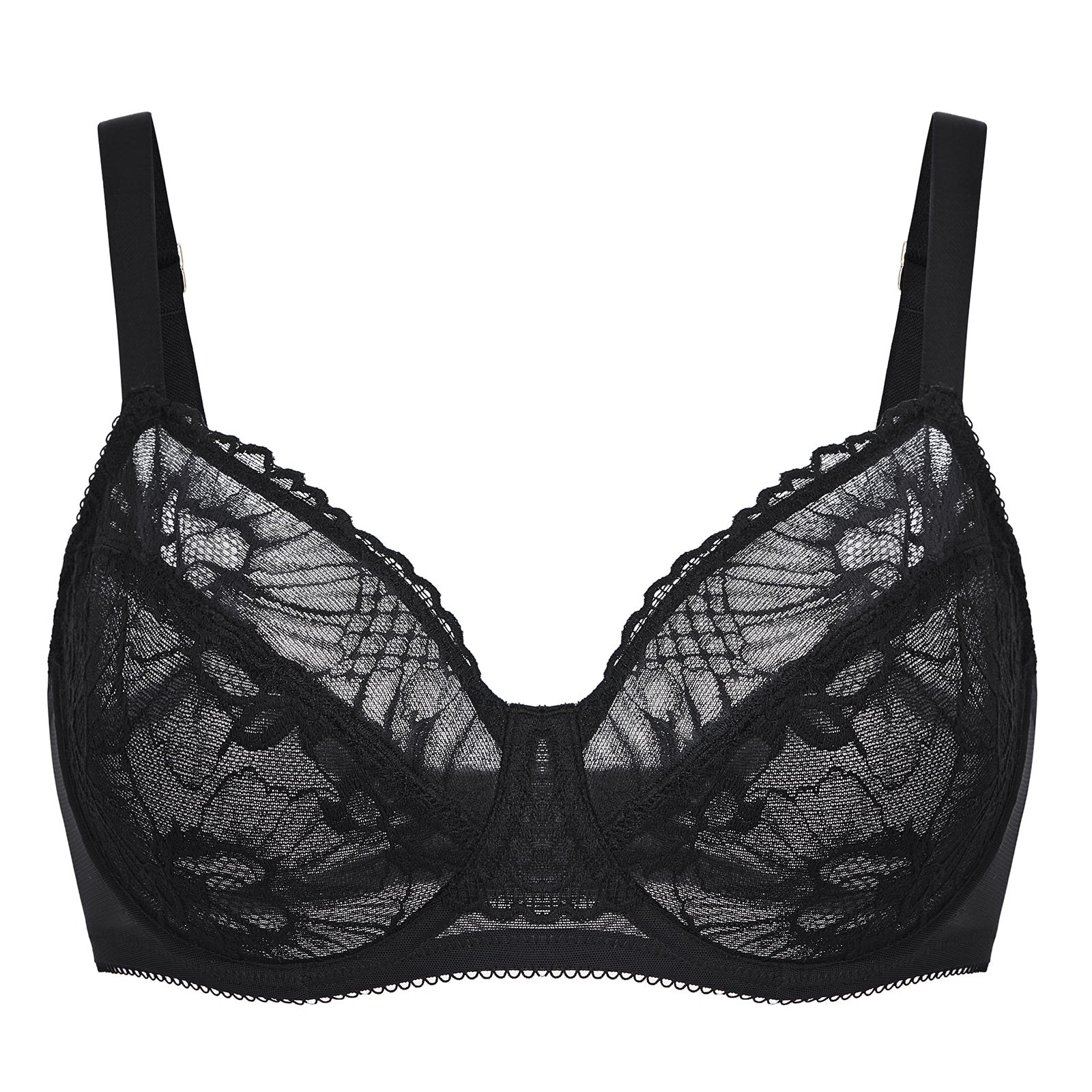 Buy Black Recycled Lace Full Cup Bra 32C, Bras
